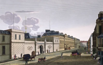 Die Bank von Frankreich von der Rue Croix-Petits-Champs, graviert von Eugene Dubois, 1800